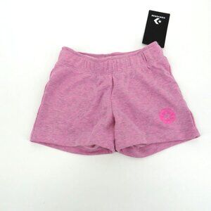 Converse Girls Peony Pink Heather Shorts Size 6 Elastic Waist NWT